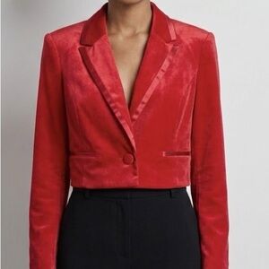 7 For All Mankind Red Velvet Cropped Blazer Large
